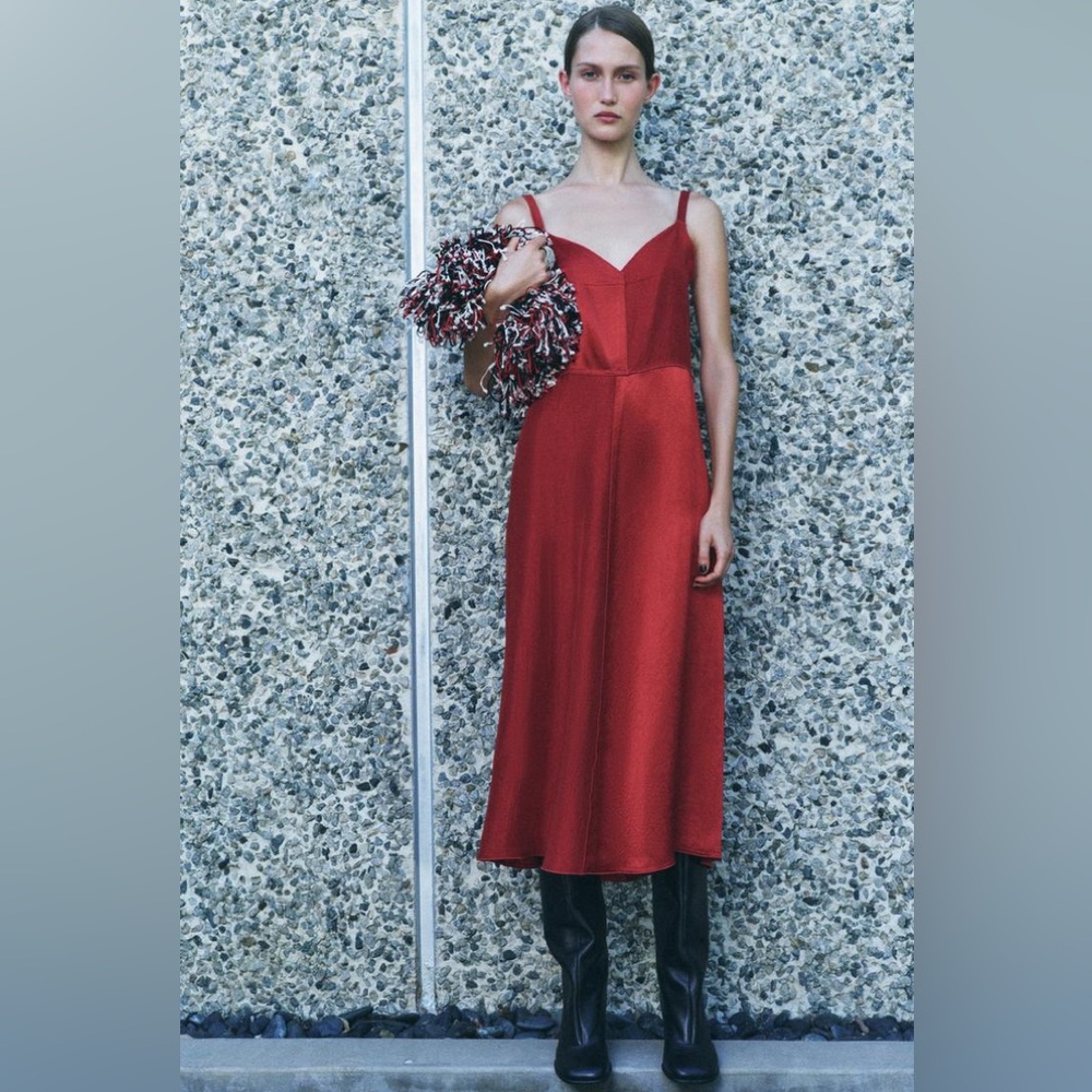 NWT ZARA SATIN EFFECT SLIP DRESS ZW COLLECTION SIZE XS